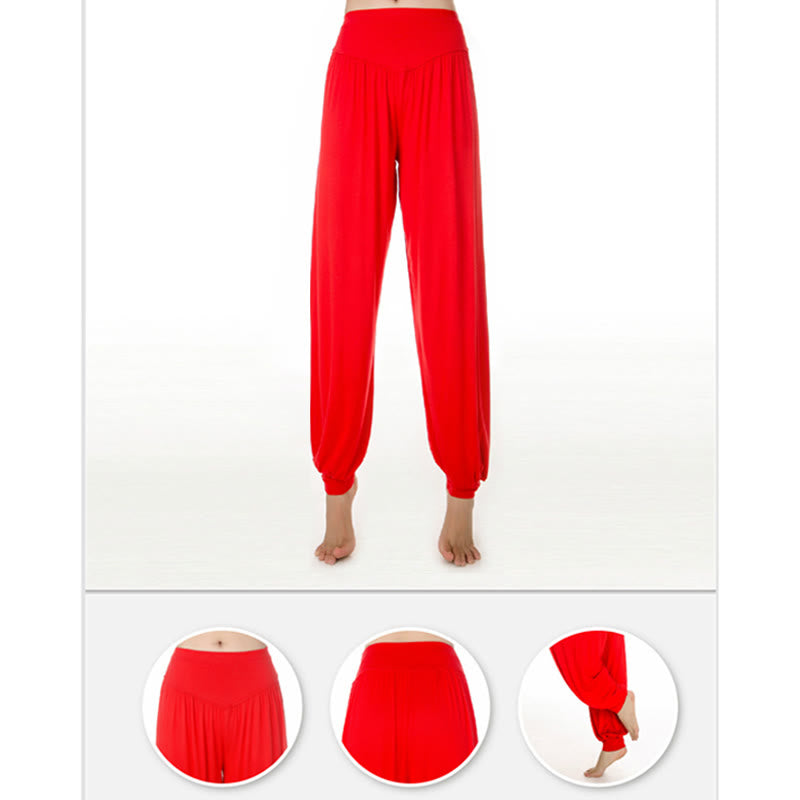 Foviel Solid Color Yoga Dance Long Harem Pants