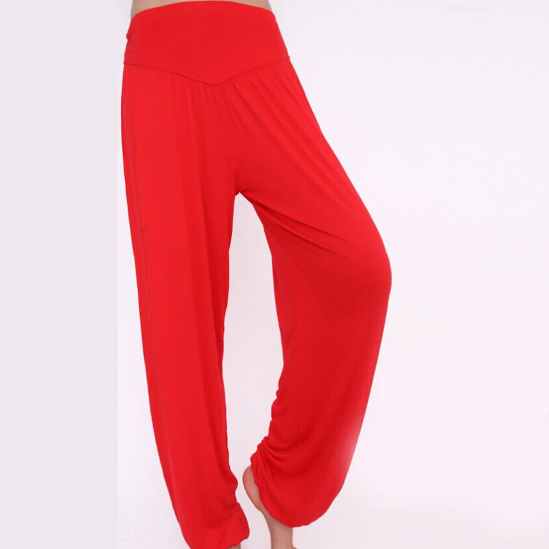 Foviel Solid Color Yoga Dance Long Harem Pants