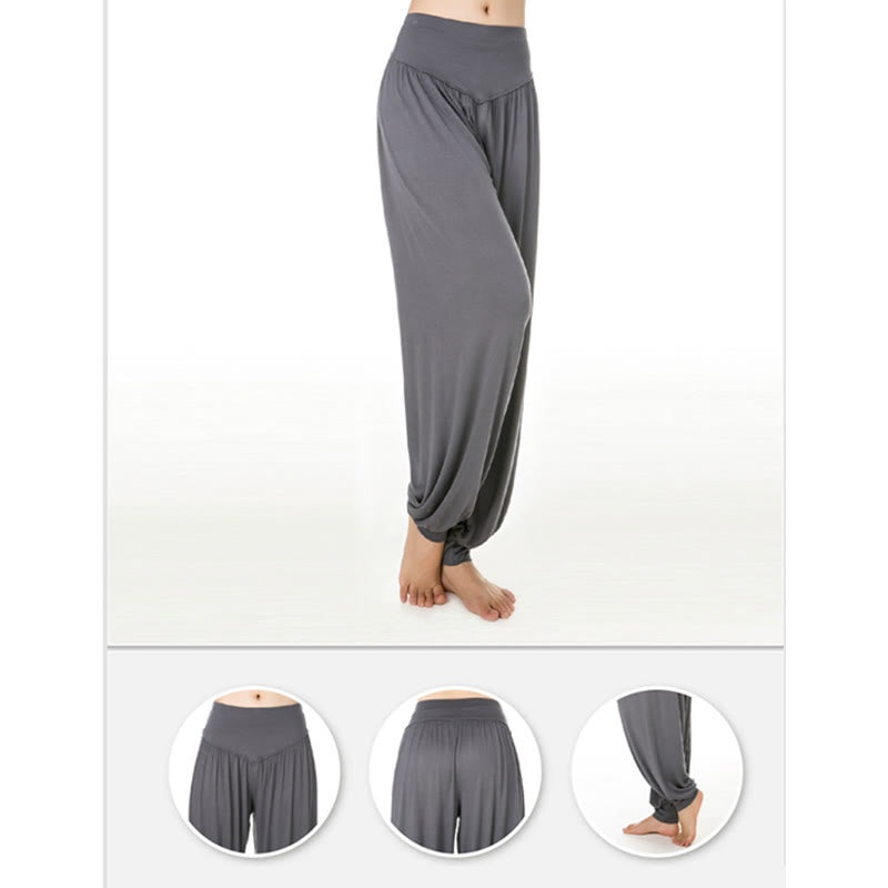 Foviel Solid Color Yoga Dance Long Harem Pants