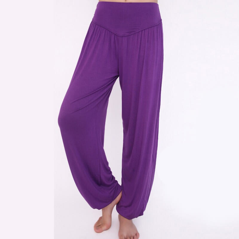 Foviel Solid Color Yoga Dance Long Harem Pants