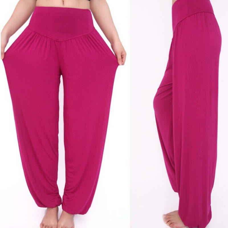 Foviel Solid Color Yoga Dance Long Harem Pants