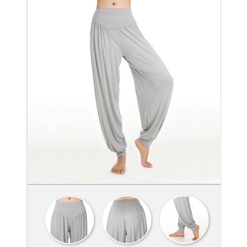 Foviel Solid Color Yoga Dance Long Harem Pants