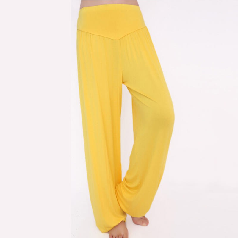 Foviel Solid Color Yoga Dance Long Harem Pants