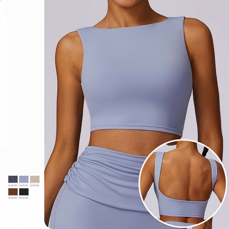 Foviel Sleeveless Backless Strap Tank Top Bra Flared Pants Sports Fitness Yoga