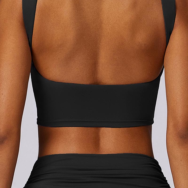 Foviel Sleeveless Backless Strap Tank Top Bra Flared Pants Sports Fitness Yoga