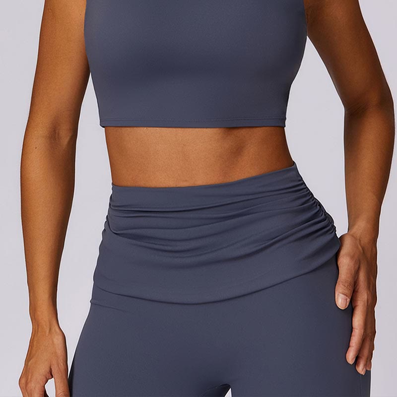 Foviel Sleeveless Backless Strap Tank Top Bra Flared Pants Sports Fitness Yoga