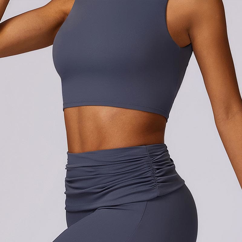 Foviel Sleeveless Backless Strap Tank Top Bra Flared Pants Sports Fitness Yoga