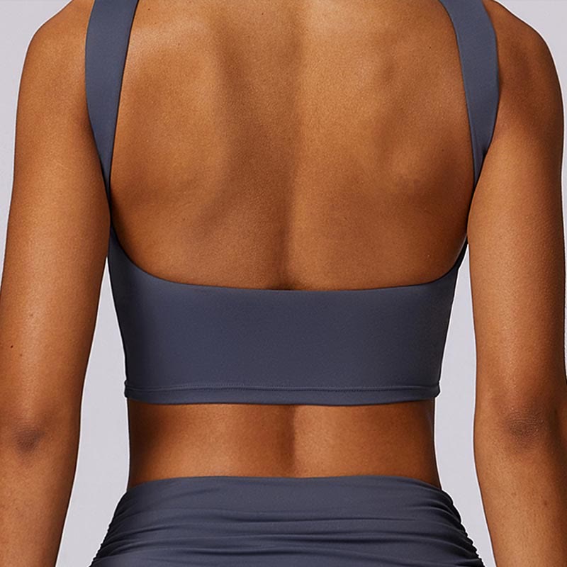 Foviel Sleeveless Backless Strap Tank Top Bra Flared Pants Sports Fitness Yoga