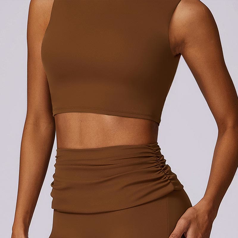 Foviel Sleeveless Backless Strap Tank Top Bra Flared Pants Sports Fitness Yoga
