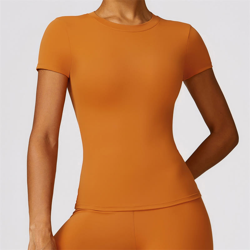 Buddha Stones Women Short Sleeve T-Shirt Top High Waist Leggings Pants For Sports Yoga - Orange - Top - US8-10,UK/AU12-14,EU40-42 (XL) - image 13
