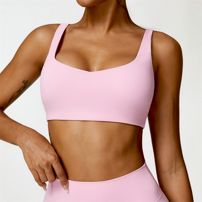 Buddha Stones Gym Sports Yoga Backless Bra Crop Tank Top Shorts - Pink - Top - US6,UK/AU10,EU38 (XL) - image 36