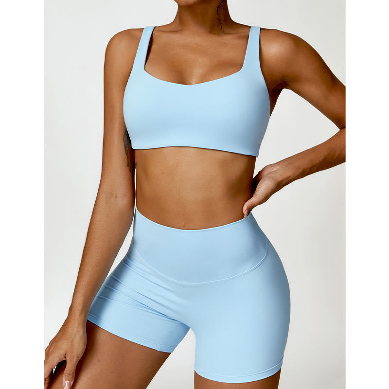 Buddha Stones Gym Sports Yoga Backless Bra Crop Tank Top Shorts - image 13