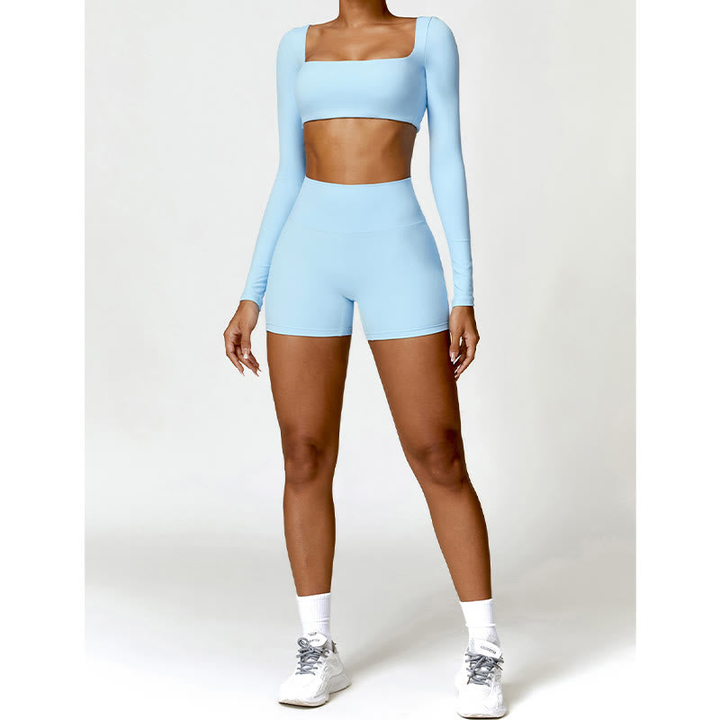 Buddha Stones Gym Sports Yoga Backless Bra Crop Tank Top Shorts - image 24