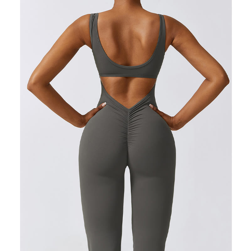 Buddha Stones Women Workout Sleeveless Jumpsuit Flare Pants Sports Fitness Yoga Bodysuit - image 11