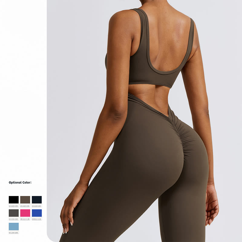 Buddha Stones Women Workout Sleeveless Jumpsuit Flare Pants Sports Fitness Yoga Bodysuit - image 19