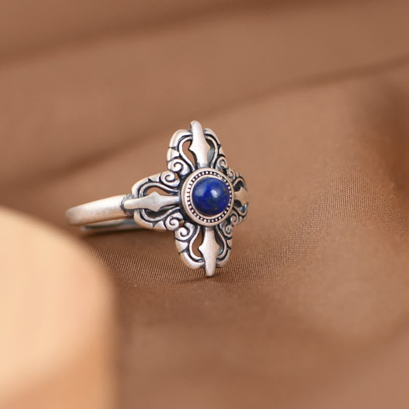 Buddha Stones Tibet 925 Sterling Silver Natural Lazurite Positive Adjustable Ring - image 3