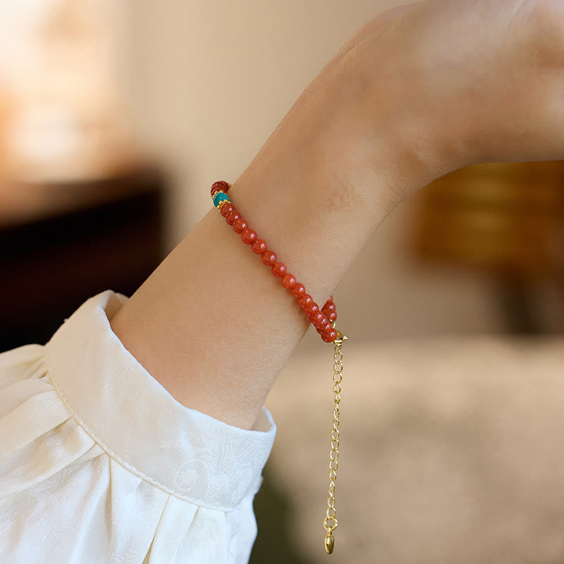 Ensemble Foviel composé d'un collier, d'un pendentif et d'une bague en argent sterling 925 plaqué or avec agate rouge naturelle et turquoise, bracelet de confiance