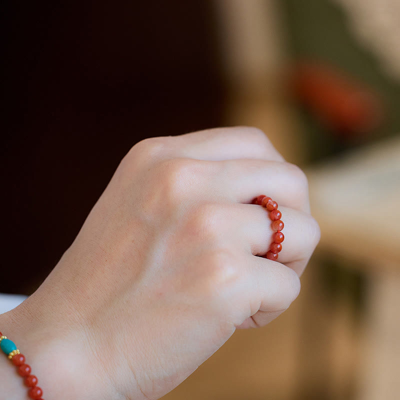 Ensemble Foviel composé d'un collier, d'un pendentif et d'une bague en argent sterling 925 plaqué or avec agate rouge naturelle et turquoise, bracelet de confiance