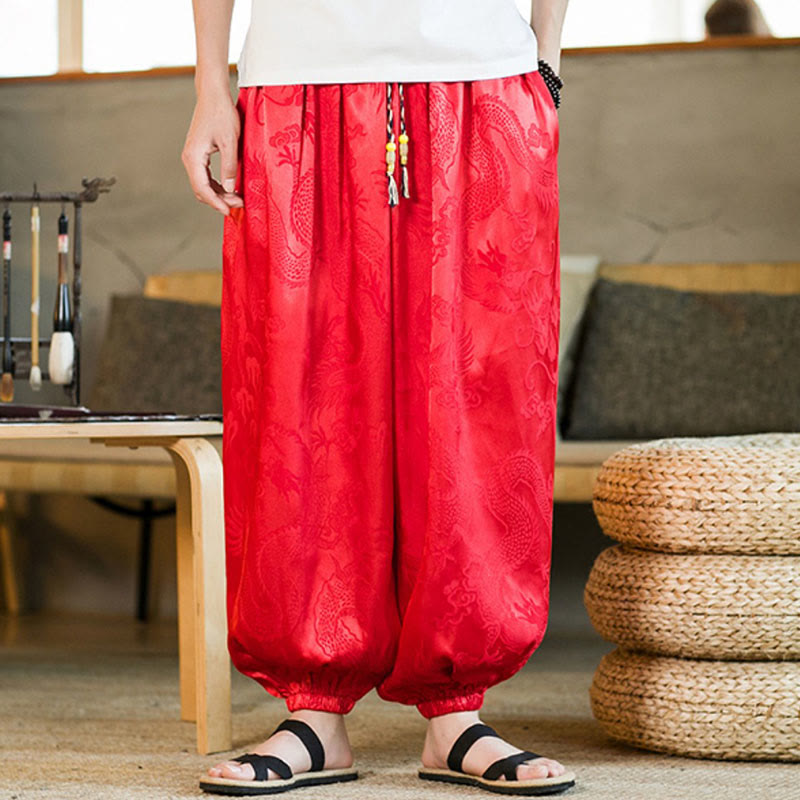 Buddha Stones Dragon Pattern Loose Men's Harem Pants With Pockets - image 19