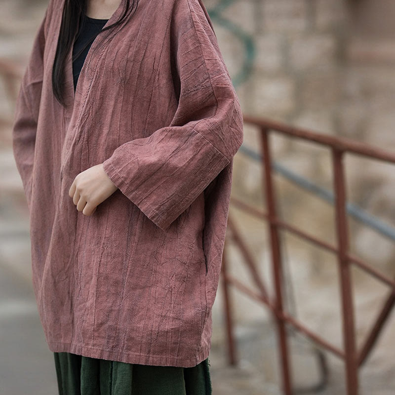 Veste Foviel à lacets style tie-dye, haut de méditation zen ouvert sur le devant