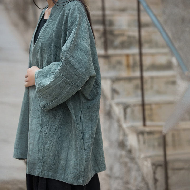 Veste Foviel à lacets style tie-dye, haut de méditation zen ouvert sur le devant