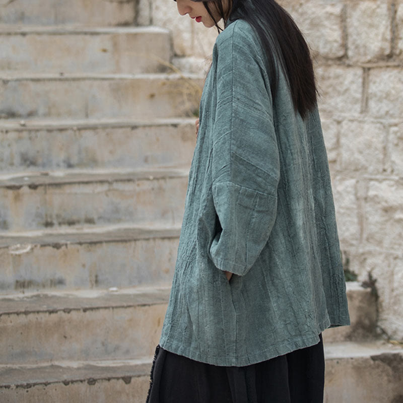 Veste Foviel à lacets style tie-dye, haut de méditation zen ouvert sur le devant