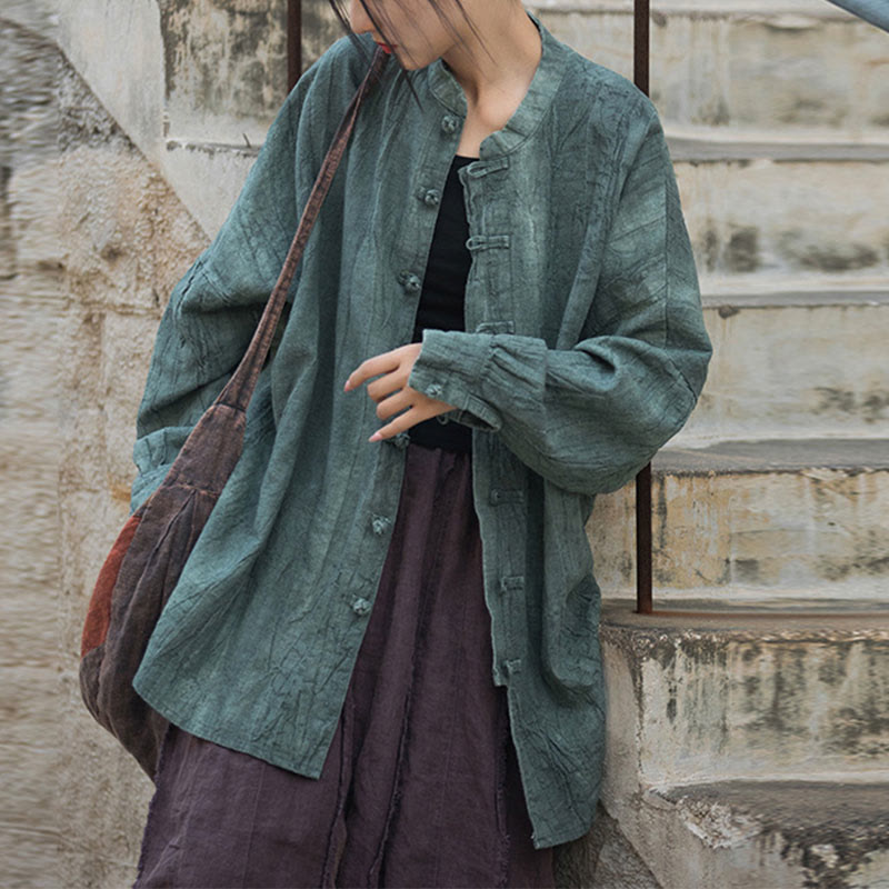 Buddha Stones Tie Dye Frog-Button Long Sleeve Zen Meditation Open Front Jacket - MediumTurquoise(Top Only)-US4-14,UK/AU8-18,EU36-46 (F) - image 11