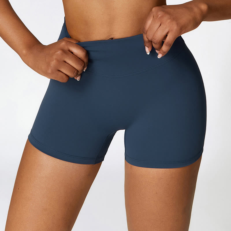 Buddha Stones Solid Color Crop Tank Top High Waist Shorts Sports Fitness Gym Yoga Outfits - Dark Blue - Shorts - US8-10,UK/AU12-14,EU40-42 (XL) - image 7