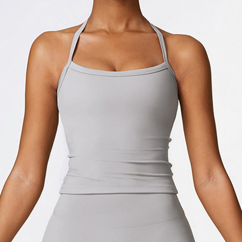 Buddha Stones Solid Color Crop Tank Top High Waist Shorts Sports Fitness Gym Yoga Outfits - Gray - Top - US8-10,UK/AU12-14,EU40-42 (XL) - image 24