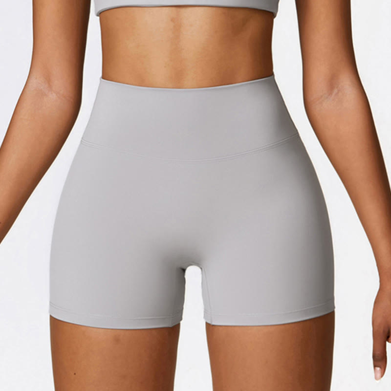 Buddha Stones Solid Color Crop Tank Top High Waist Shorts Sports Fitness Gym Yoga Outfits - Gray - Shorts - US8-10,UK/AU12-14,EU40-42 (XL) - image 32