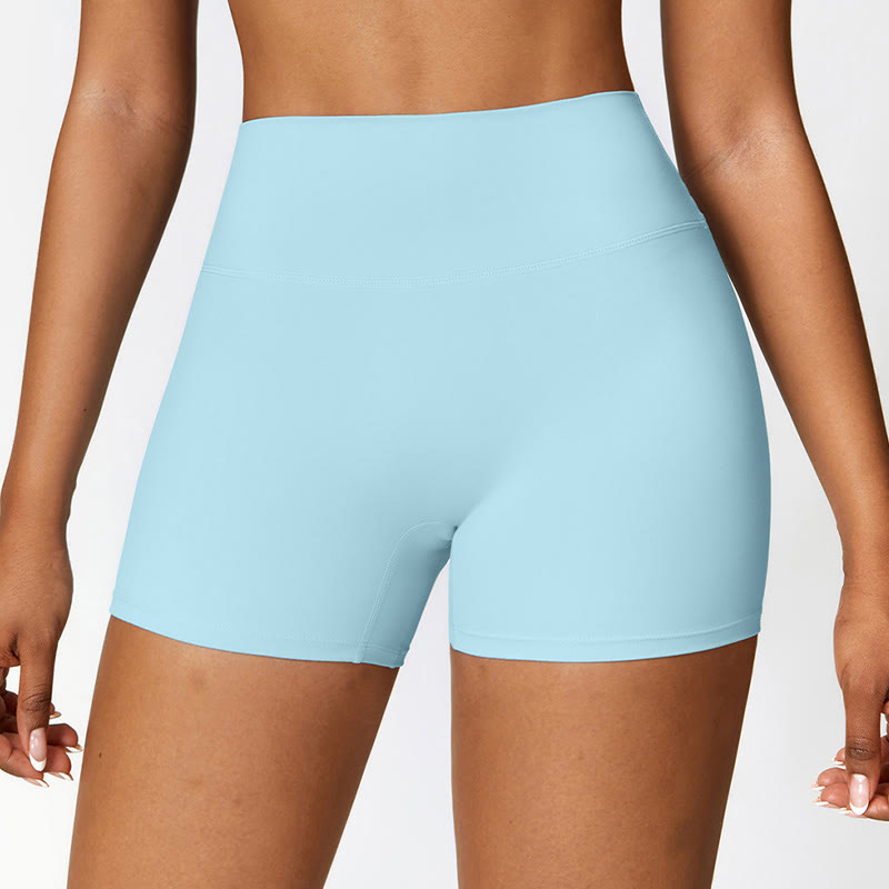 Buddha Stones Solid Color Crop Tank Top High Waist Shorts Sports Fitness Gym Yoga Outfits - Blue - Shorts - US8-10,UK/AU12-14,EU40-42 (XL) - image 42