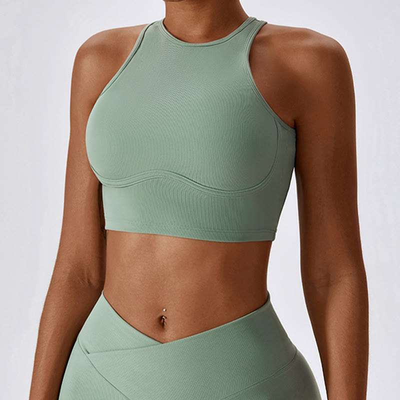 Foviel Sleeveless Crop Tank Top Flared Pants Sports Fitness Yoga