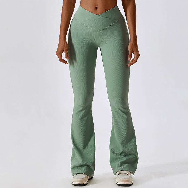 Foviel Sleeveless Crop Tank Top Flared Pants Sports Fitness Yoga