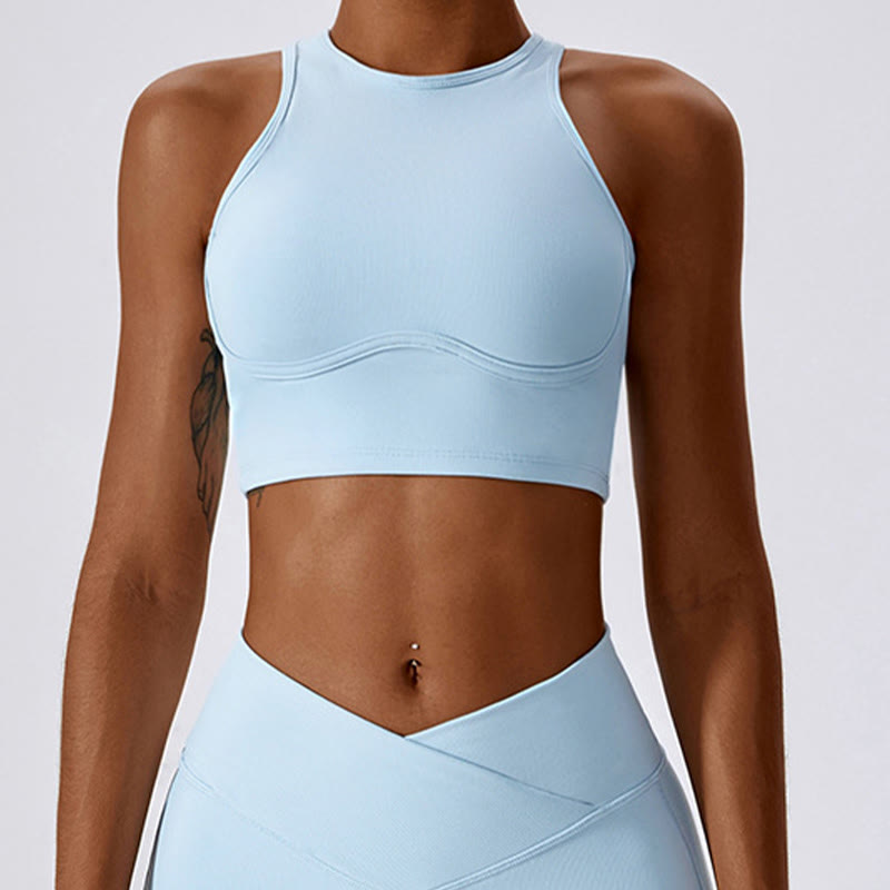 Foviel Sleeveless Crop Tank Top Flared Pants Sports Fitness Yoga