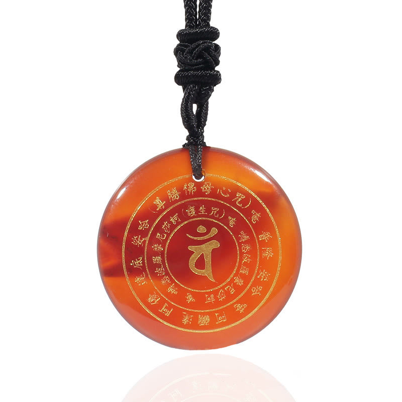 Foviel Vairocana Tathagata Sanskrit Mantra Various Crystal Black Obsidian Green Aventurine Strength Necklace Pendant