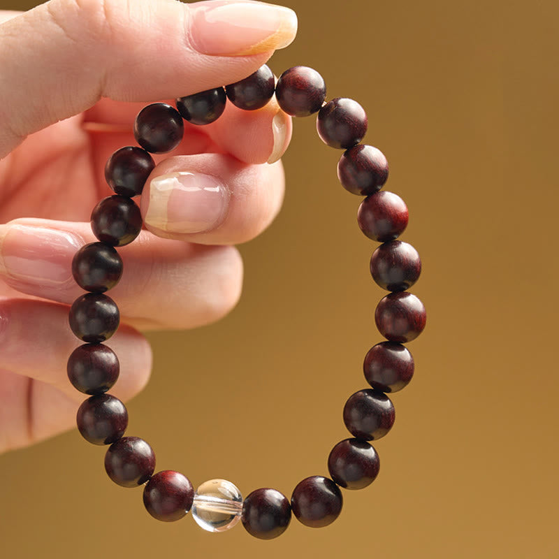 Foviel Small Leaf Red Sandalwood White Crystal Protection Bracelet