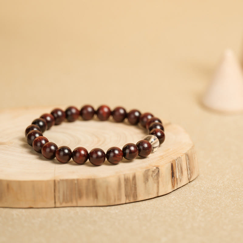 Foviel Kleine Blatt Rot Sandelholz weißer Kristall Schutz Armband