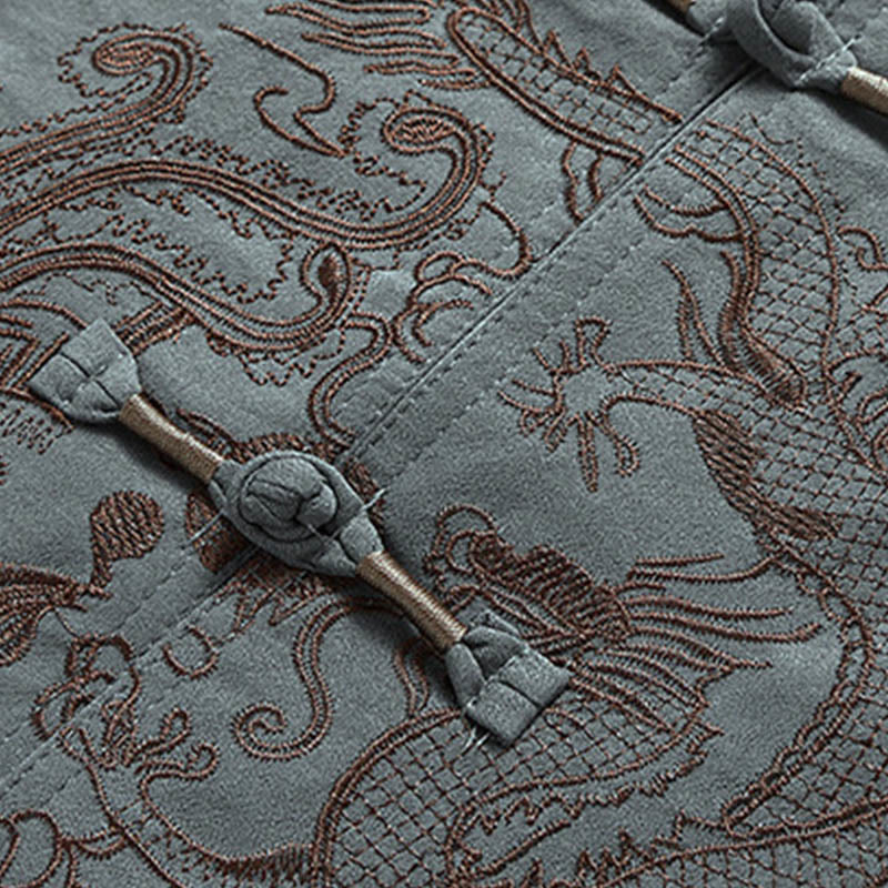 Ensemble pour homme Foviel, style dragon Fu, tenue Tang traditionnelle avec chemise à manches courtes et pantalon large