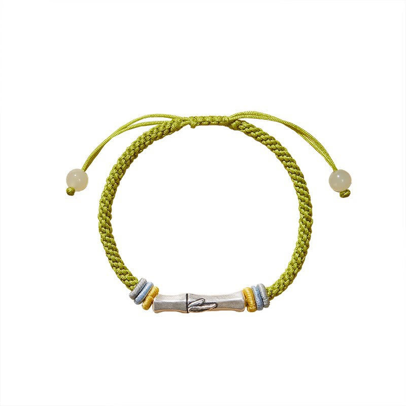 Foviel 999 Sterling Silver Red String Bamboo Enlightenment Bracelet