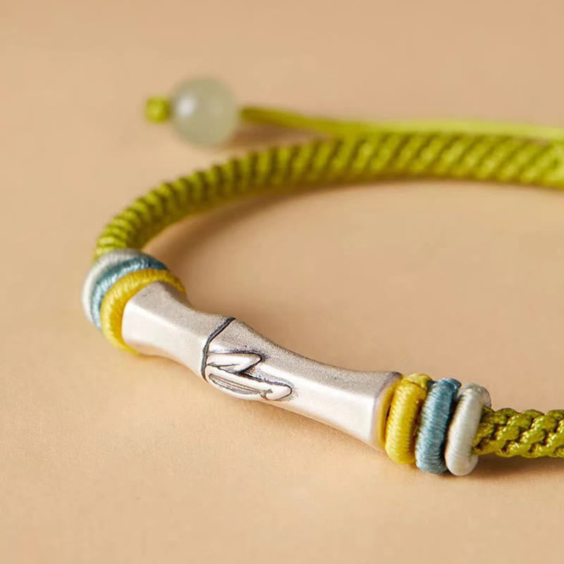 Foviel 999 Sterling Silver Red String Bamboo Enlightenment Bracelet