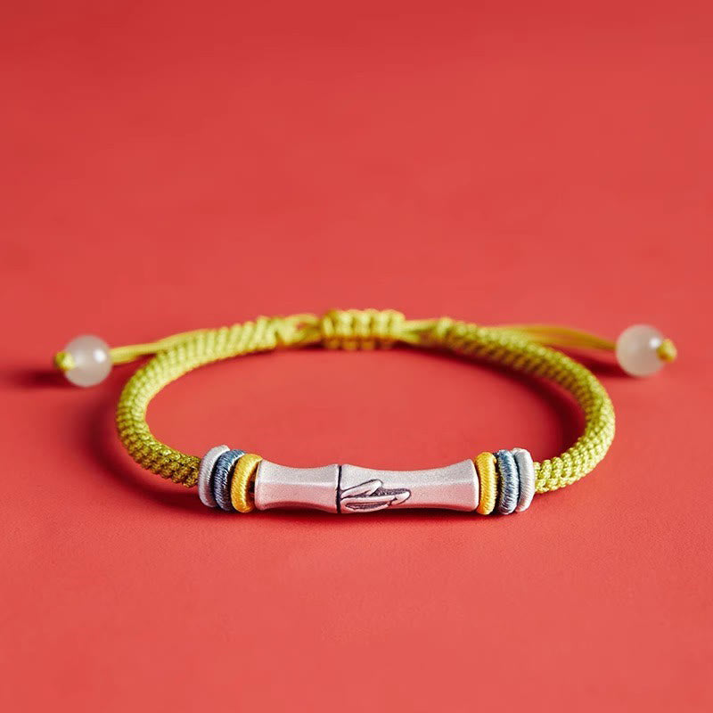 Foviel 999 Sterling Silver Red String Bamboo Enlightenment Bracelet