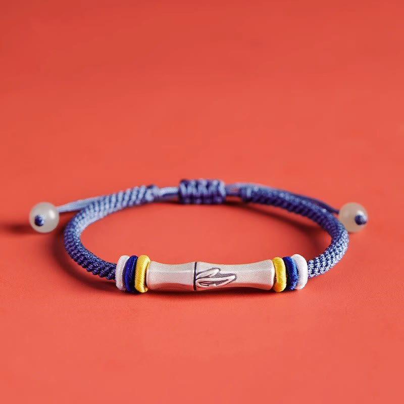 Foviel 999 Sterling Silver Red String Bamboo Enlightenment Bracelet