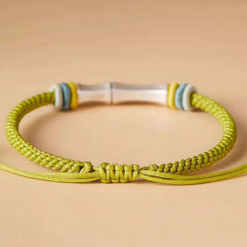 Foviel 999 Sterling Silver Red String Bamboo Enlightenment Bracelet