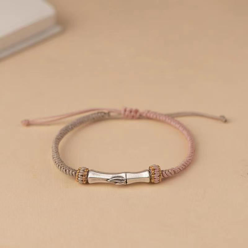 Foviel 925 Sterling Silber Bambus Schutz Geflochten Armband