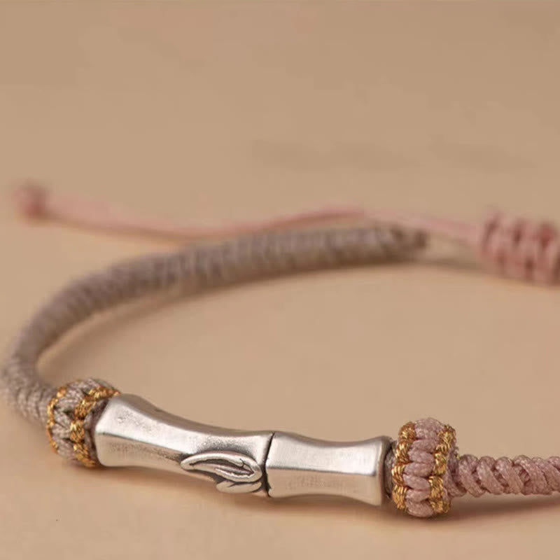 Foviel 925 Sterling Silber Bambus Schutz Geflochten Armband