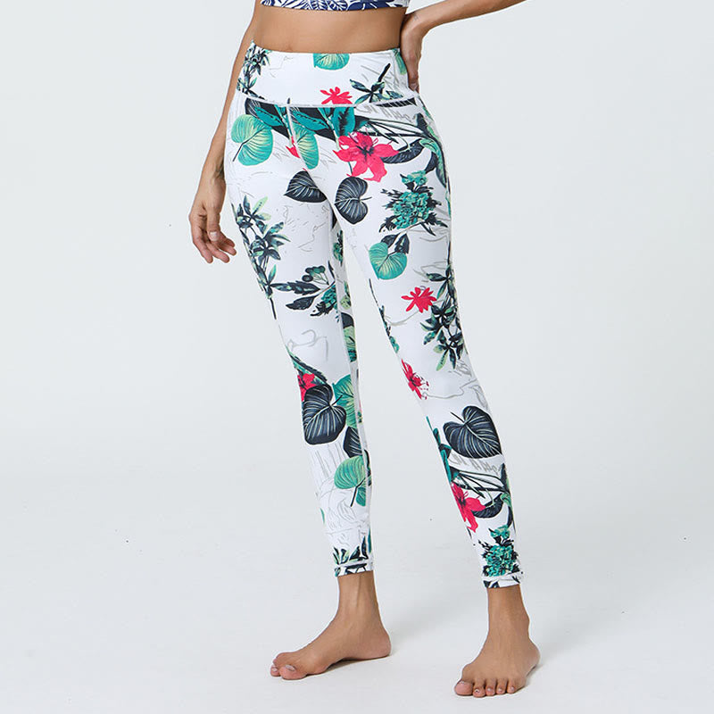 Buddha Stones Flowers Leaves Dandelions Pineapples Print Sports Fitness High Waist Leggings Women's Yoga Pants - image 12