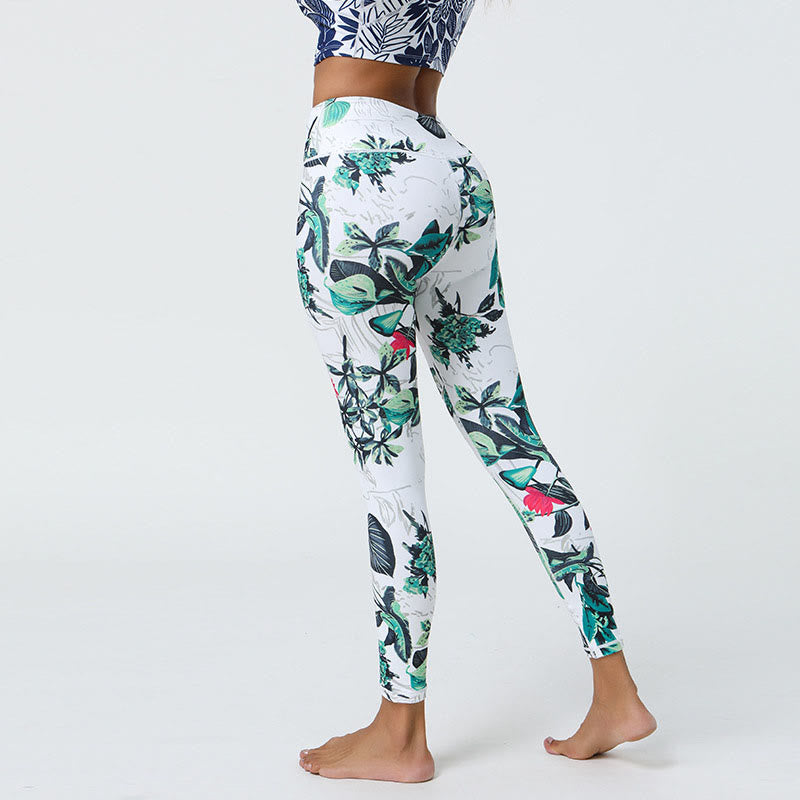 Buddha Stones Flowers Leaves Dandelions Pineapples Print Sports Fitness High Waist Leggings Women's Yoga Pants - image 10