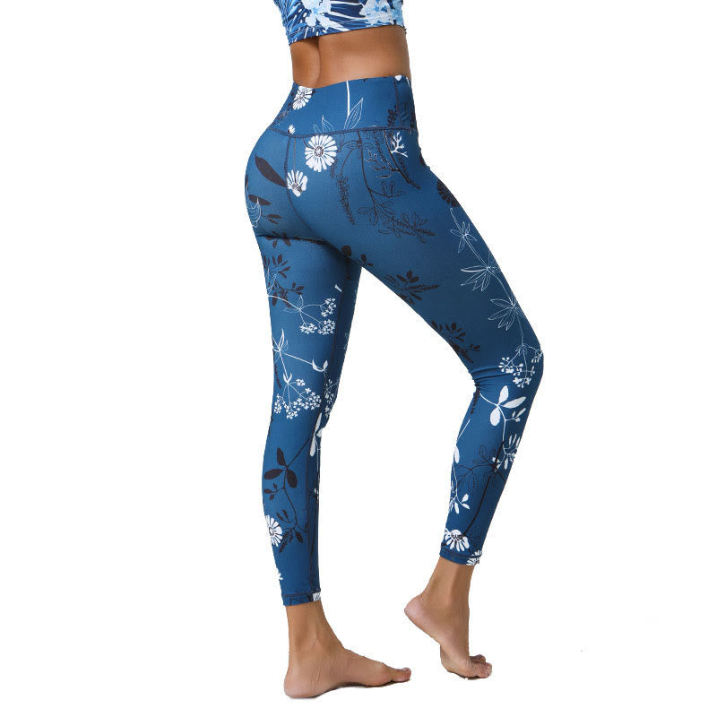 Buddha Stones Flowers Leaves Dandelions Pineapples Print Sports Fitness High Waist Leggings Women's Yoga Pants - image 17