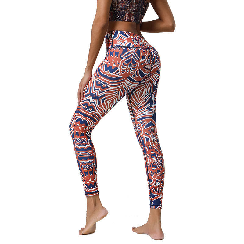 Buddha Stones Flowers Feathers Sun Moon Print Sports Fitness Yoga High Waist Leggings Women's Pants - image 30