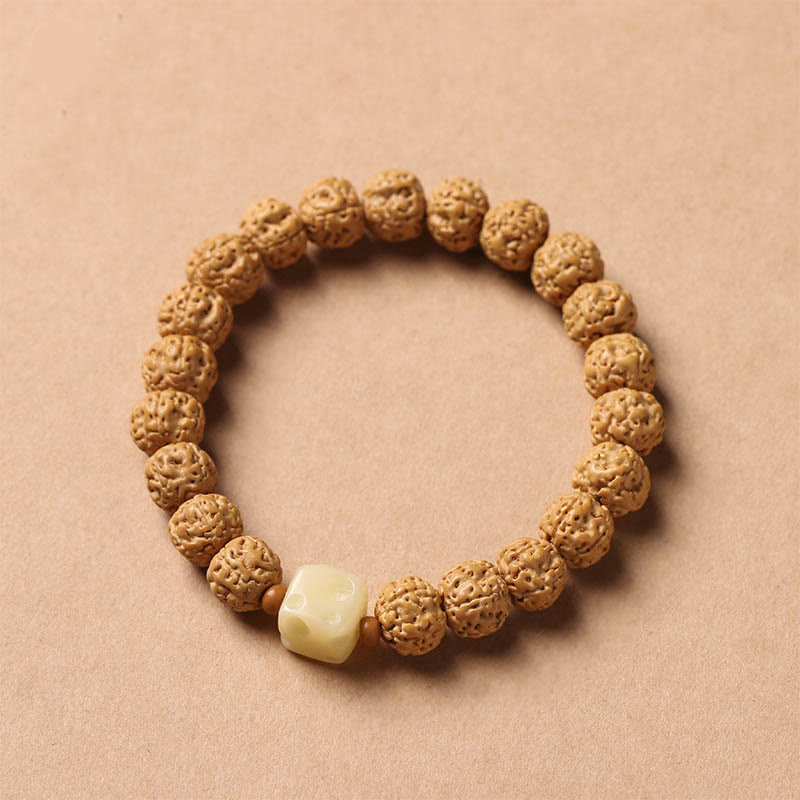 Bracelet porte-bonheur Foviel avec perle Dzi à trois yeux en graine de Bodhi et main de Bouddha pour la richesse